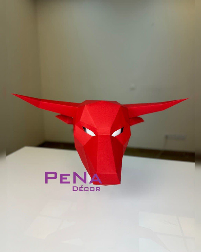 دکور سر مانکن گاو شاخ دار